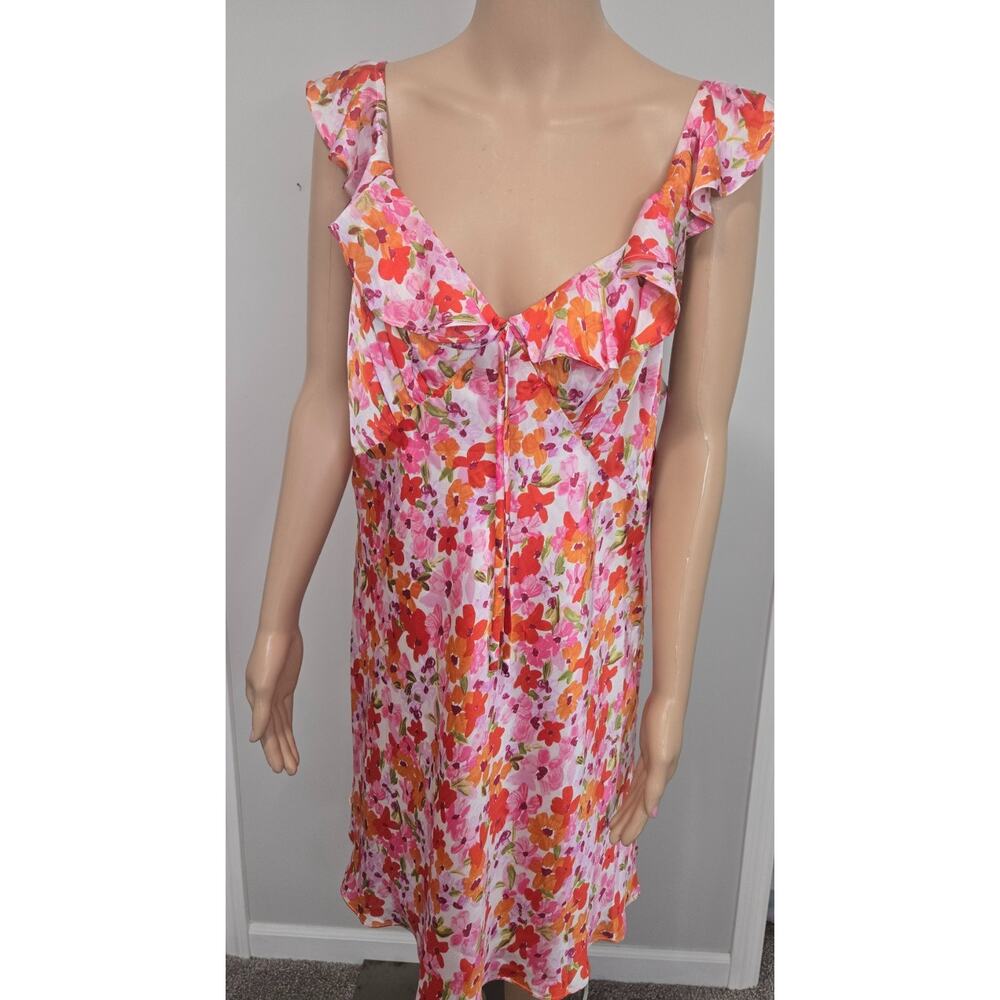 ASTR women's XL pink floral sleeveless dress knee length